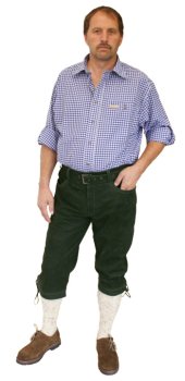 Preview: 228BUgr- sportliche Kniebundlederhose aus Büffel-Nubukleder Jagdkniebundhose Outdoorlederhose